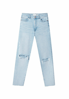 Mottled light blue slim fit jeans