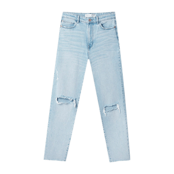 Mottled light blue slim fit jeans