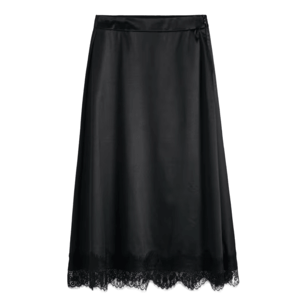 Black skirt with lace trim
