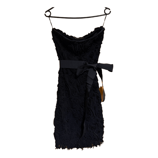 Black strapless rose dress