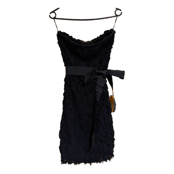 Black strapless rose dress
