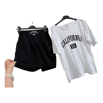 California t-shirt and shorts