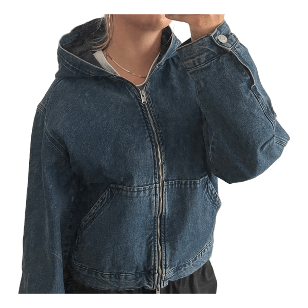 H&M denim bomber jakke med hætte