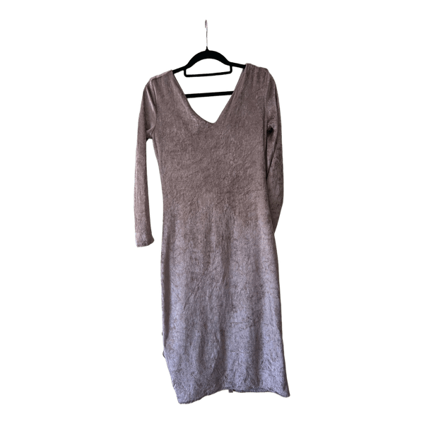 Purple velvet midi dress