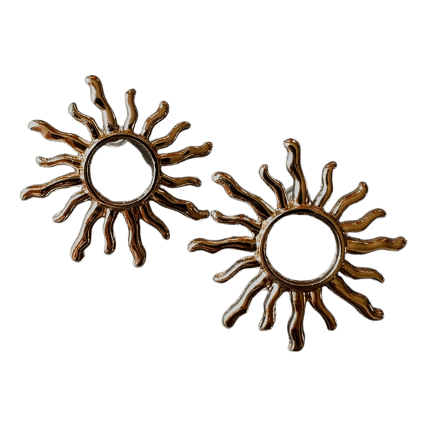 Gold sun stud earrings