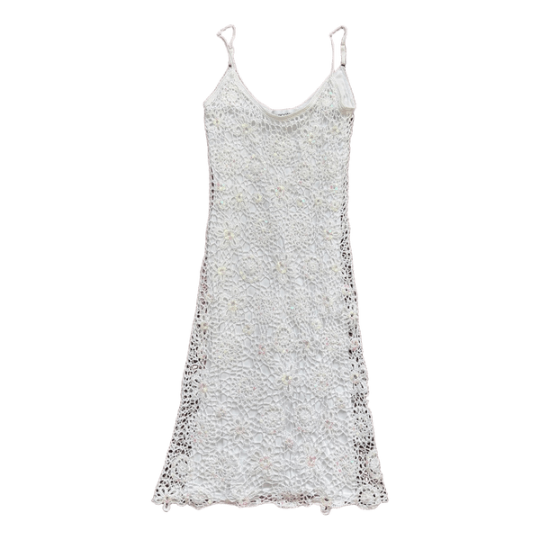 White crochet midi dress