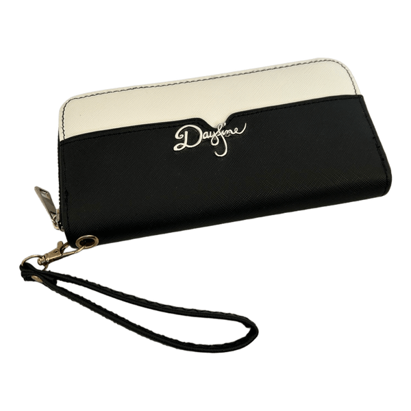 Black white wristlet wallet