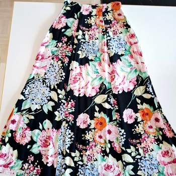 French vintage floral maxi viscose skirt