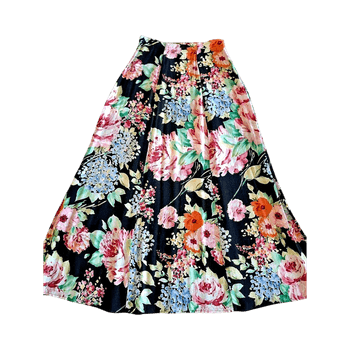 French vintage floral maxi viscose skirt