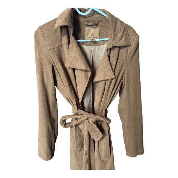 Brown belted trench coat