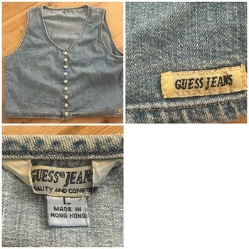 Blå vintage denimvest guess jeans