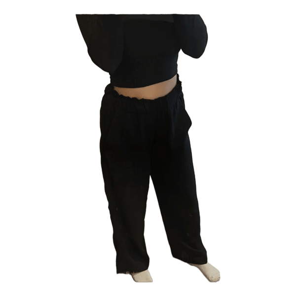 Black wide leg trousers for office