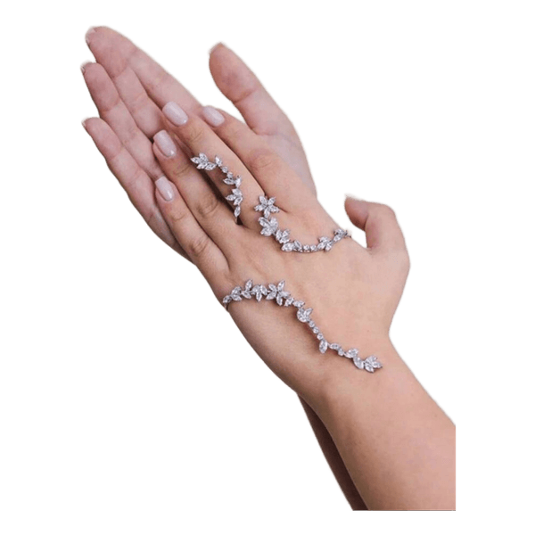 Crystal leaf hand chain