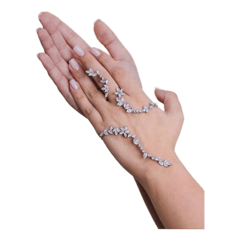 Crystal leaf hand chain