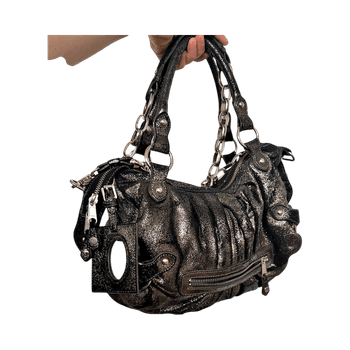 Grey metallic shoulder bag