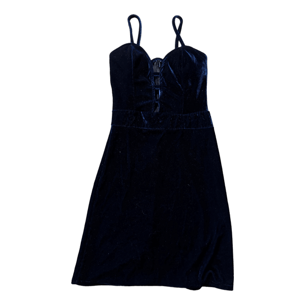 Navy velvet mini dress