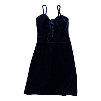 Navy velvet mini dress