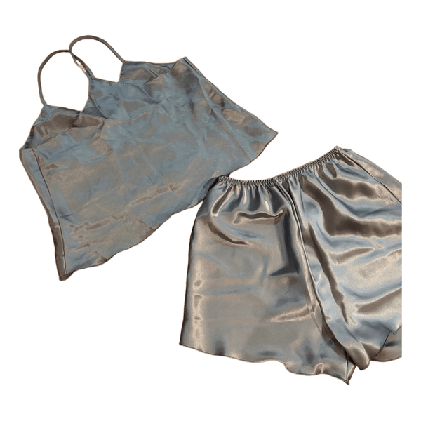 Blue satin pajama set