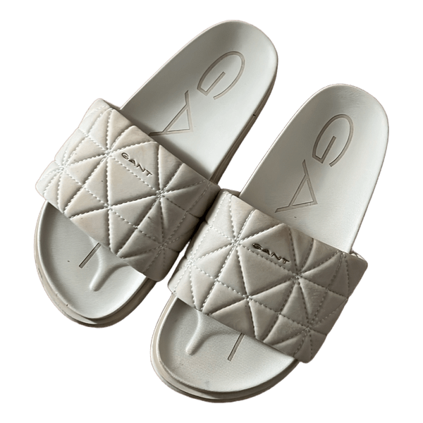 White Gant quilted slides