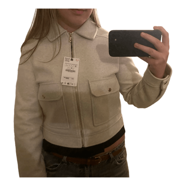 Beige cropped jakke