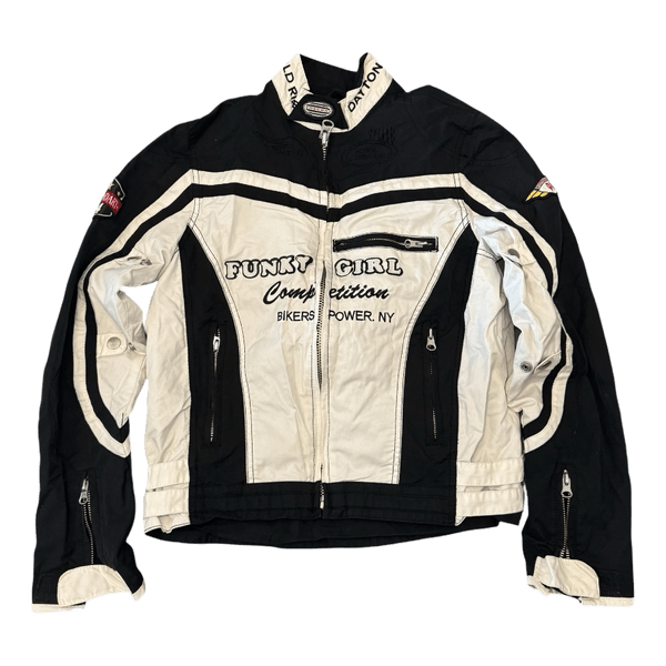 Black white biker jacket y2k vintage