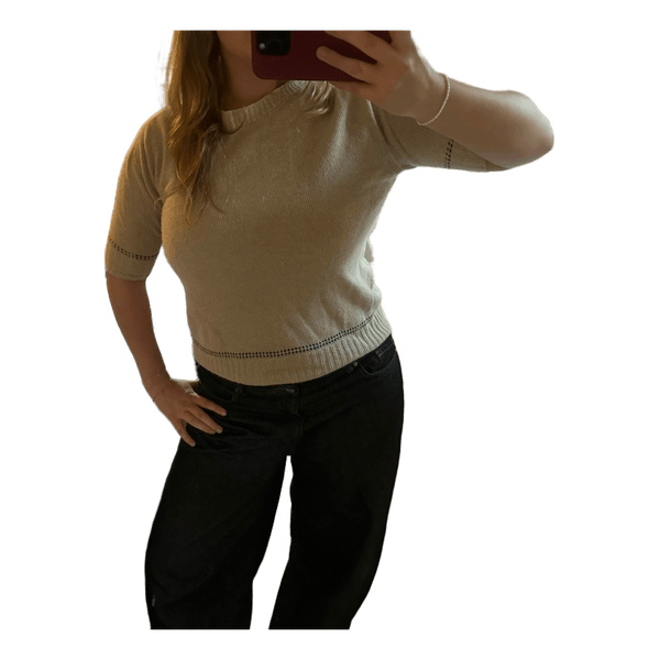 Beige kortærmet striktop