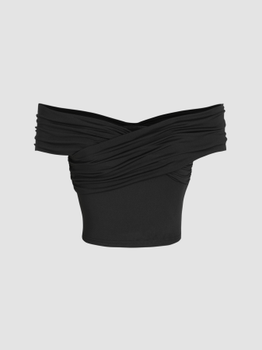Off-shoulder Ruched Crop Top
