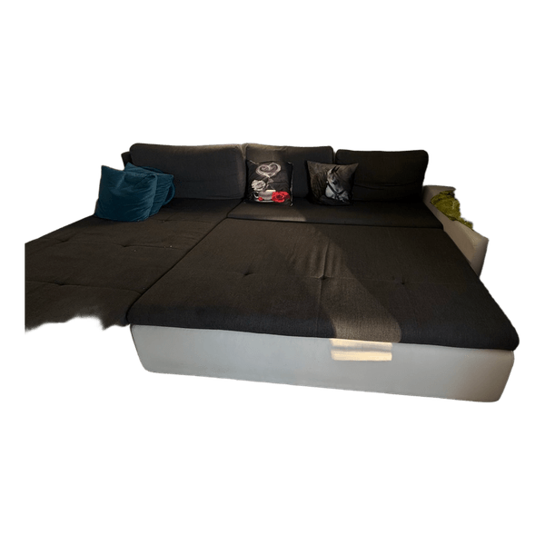 Grey and white corner sofa