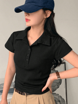 Collared half-zip t-shirt