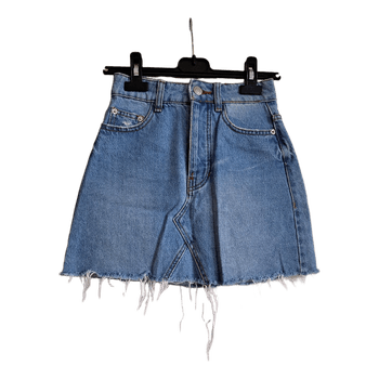 Blue denim mini skirt