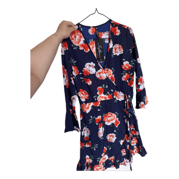 Blue floral wrap dress