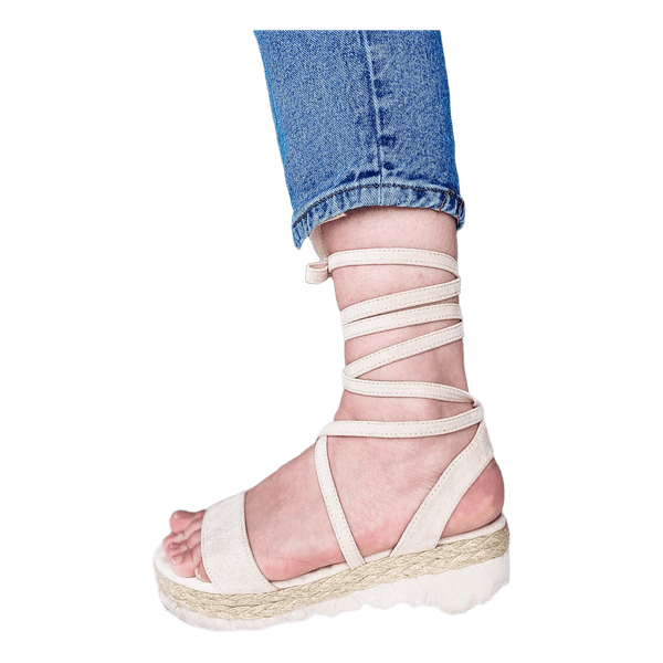 Beige lace-up platform sandals