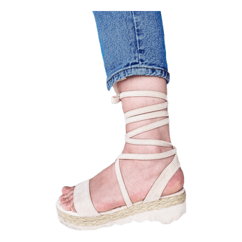 Beige lace-up platform sandals