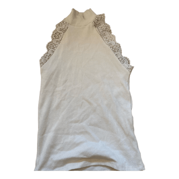 Hvid ribbet halterneck top
