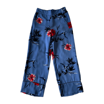 Gina Tricot Blue Pants With Flowers