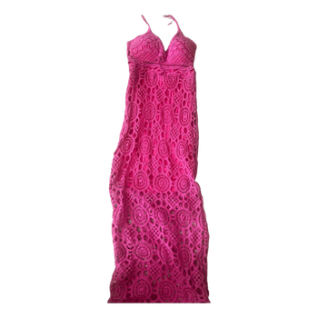 Pink crochet maxi dress