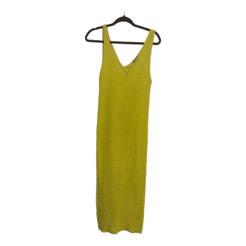 Yellow textured midi dress