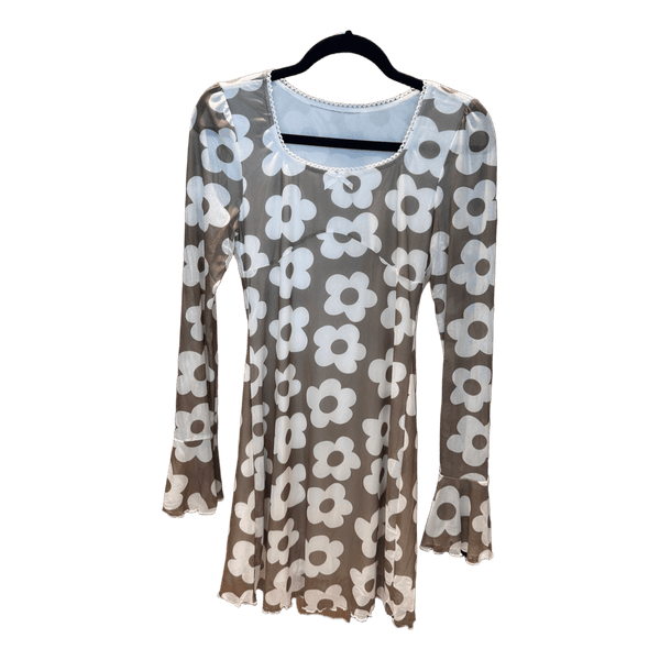 Brown floral mesh dress