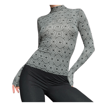 Geometric print long-sleeve top