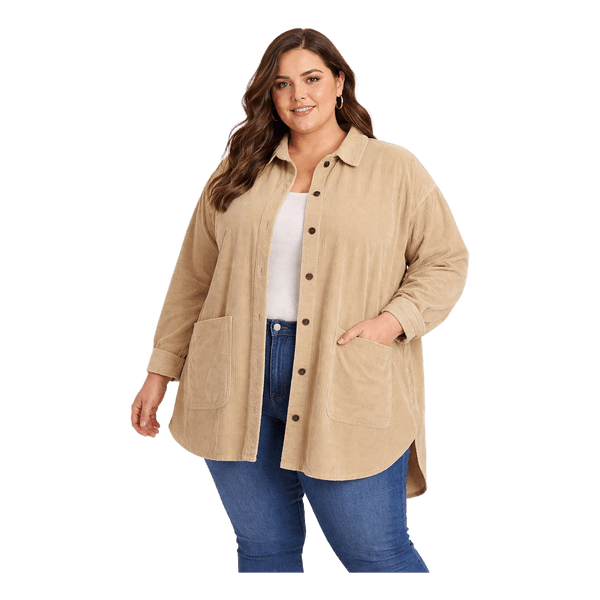 Beige corduroy velvet  shirt/parka