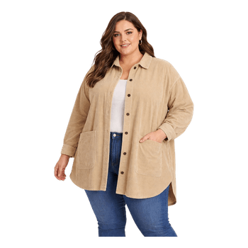 Beige corduroy velvet  shirt/parka