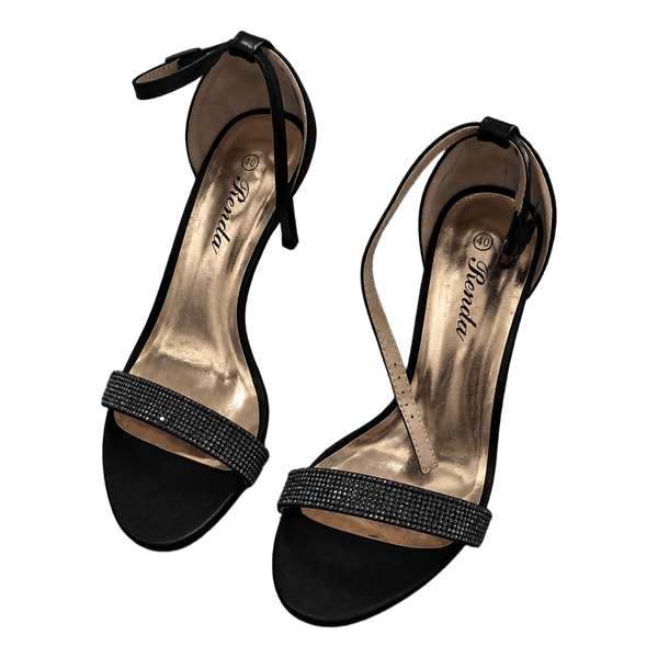Black embellished heeled sandals