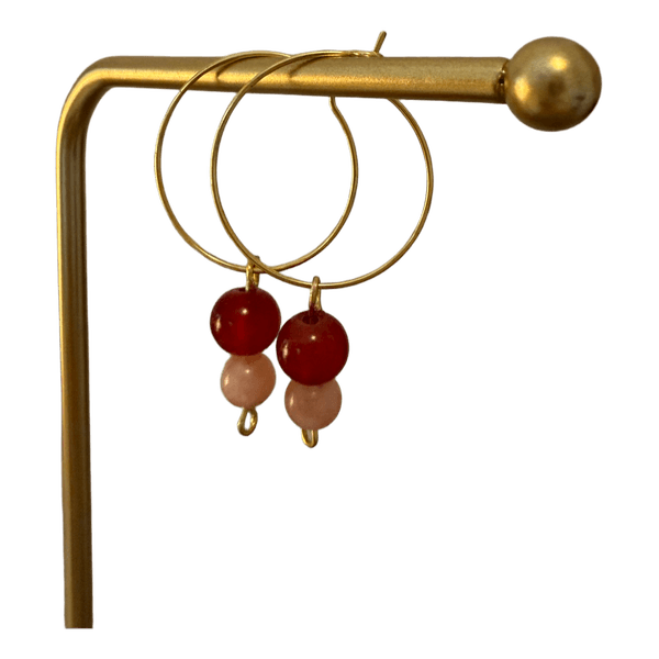 Gold hoop earrings with beads