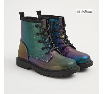 Iridescent lace-up boots
