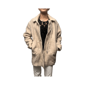 Vaaleanpunainen villakangastakki