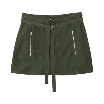 Green gingham mini skirt