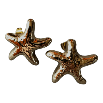 Gold starfish stud earrings