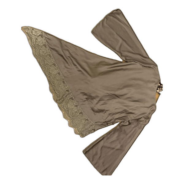 Khaki satinsæt med blonder
