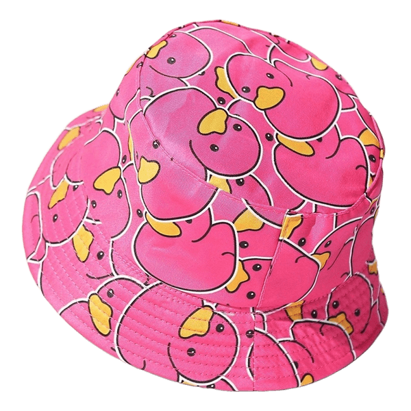 Pink duck print bucket hat