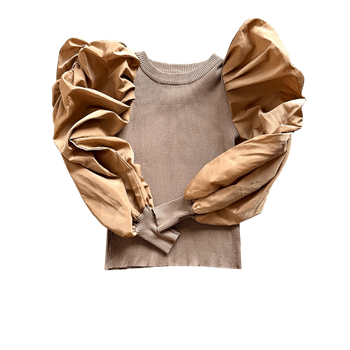 Beige ribbed knit sweater